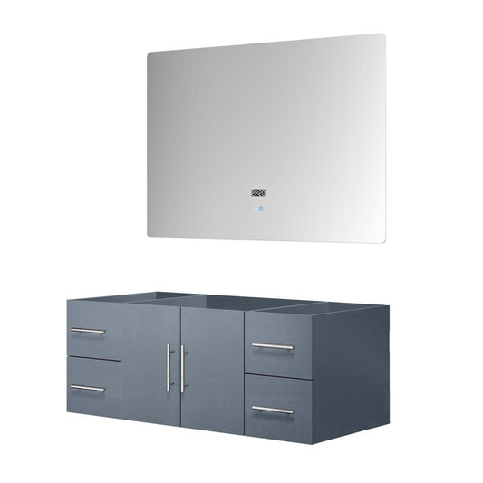Lexora Geneva 48" Single Vanity, no Top and 48" LED Mirror - Luxe Bathroom Vanities