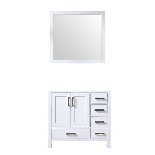 Jacques 36" Single Vanity, no Top and 34" Mirror - Left Version - Luxe Bathroom Vanities Luxury Bathroom Fixtures Bathroom Furniture