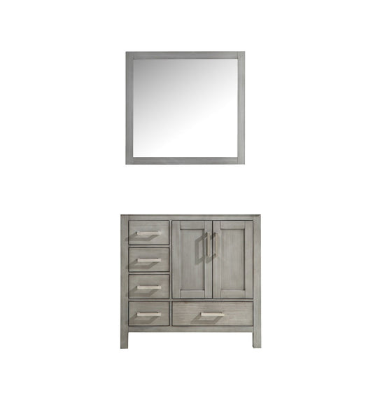 Jacques 36" Single Vanity, no Top and 34" Mirror - Right Version - Luxe Bathroom Vanities Luxury Bathroom Fixtures Bathroom Furniture