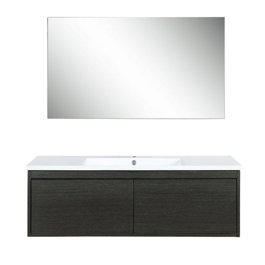 Lexora Sant 48" Iron Charcoal Bathroom Vanity, Acrylic Composite Top with Integrated Sink, and 43" Frameless Mirror - Luxe Bathroom Vanities