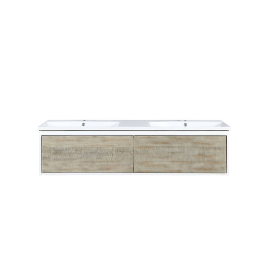 Lexora Scopi 60" Rustic Acacia Double Bathroom Vanity and Acrylic Composite Top with Integrated Sinks - Luxe Bathroom Vanities