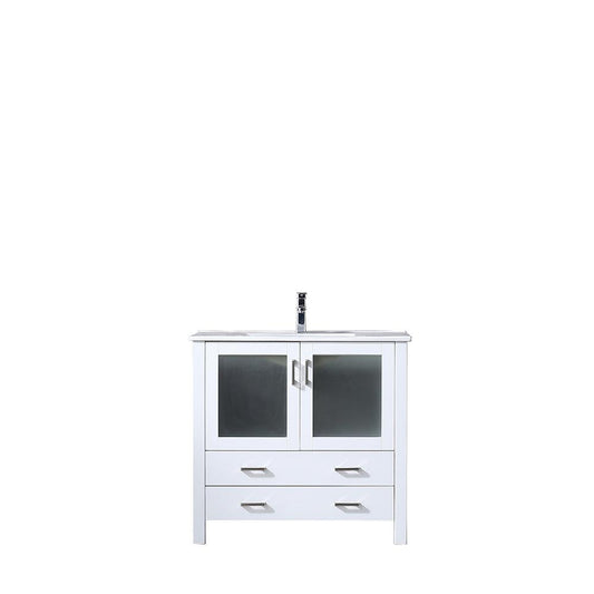 Volez 36" Single Vanity, Integrated Top, White Integrated Square Sink and no Mirror - Luxe Bathroom Vanities Luxury Bathroom Fixtures Bathroom Furniture