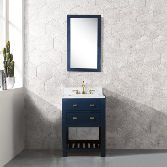 Water Creation Madalyn 24 Inch Monarch Blue Single Sink Bathroom Vanity With Mirror - Luxe Bathroom Vanities