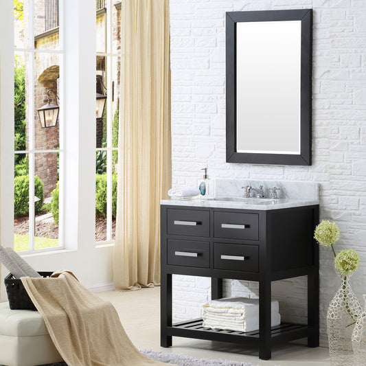 Water Creation 30 Inch Single Sink Bathroom Vanity With Matching Framed Mirror From The Madalyn Collection - Luxe Bathroom Vanities