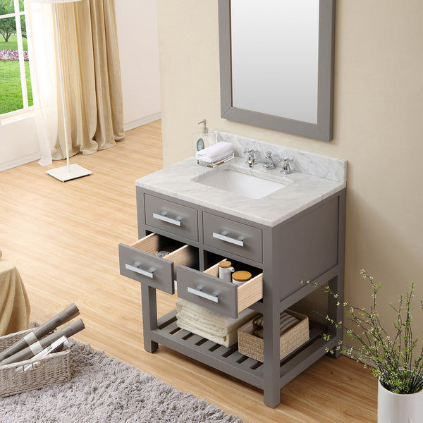 Water Creation 30 Inch Single Sink Bathroom Vanity With Matching Framed Mirror From The Madalyn Collection - Luxe Bathroom Vanities