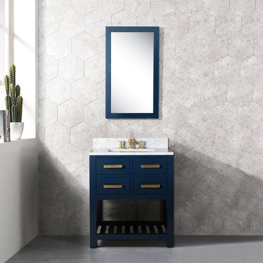 Water Creation 30 Inch Single Sink Bathroom Vanity With F2-0013 Faucet And Mirror From The Madalyn Collection - Luxe Bathroom Vanities