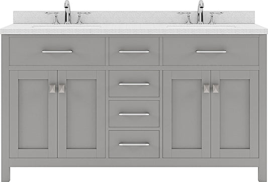 Virtu USA Caroline 60" Double Bath Vanity in Espresso with Dazzle White Top and Square Sink - Luxe Bathroom Vanities