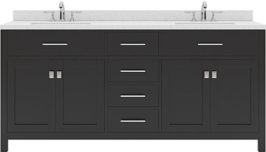 Virtu USA Caroline 72" Double Bath Vanity with Dazzle White Top and Round Sink - Luxe Bathroom Vanities Luxury Bathroom Fixtures Bathroom Furniture