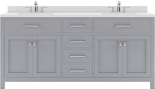 Virtu USA Caroline 72" Double Bath Vanity with Dazzle White Top and Square Sink - Luxe Bathroom Vanities Luxury Bathroom Fixtures Bathroom Furniture
