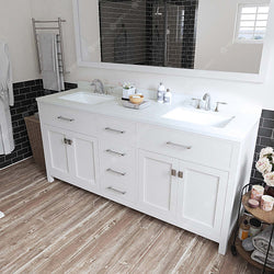 Virtu USA Caroline 72" Double Bath Vanity with Dazzle White Top and Square Sink with Mirror - Luxe Bathroom Vanities Luxury Bathroom Fixtures Bathroom Furniture
