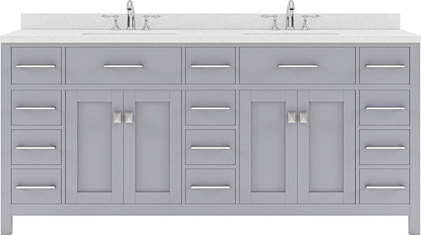 Virtu USA Caroline Parkway 72" Double Bath Vanity with Dazzle White Top and Round Sink - Luxe Bathroom Vanities Luxury Bathroom Fixtures Bathroom Furniture