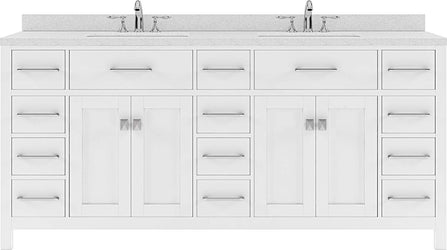 Virtu USA Caroline Parkway 72" Double Bath Vanity with Dazzle White Top and Square Sink - Luxe Bathroom Vanities Luxury Bathroom Fixtures Bathroom Furniture