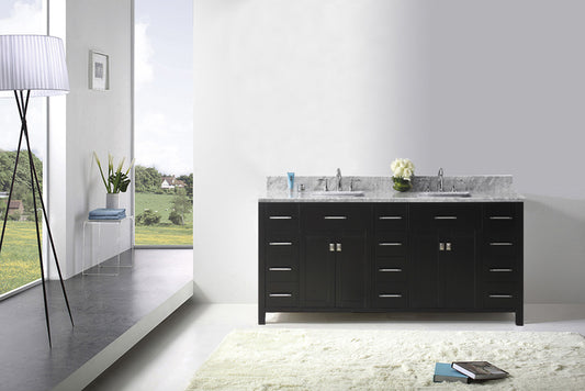 Virtu USA Caroline Parkway 72" Double Bath Vanity with Marble Top and Square Sink - Luxe Bathroom Vanities Luxury Bathroom Fixtures Bathroom Furniture