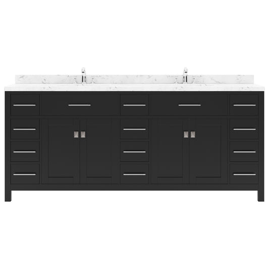 Virtu USA Caroline Parkway 78" Double Bath Vanity with White Quartz Top and Round Sinks - Luxe Bathroom Vanities