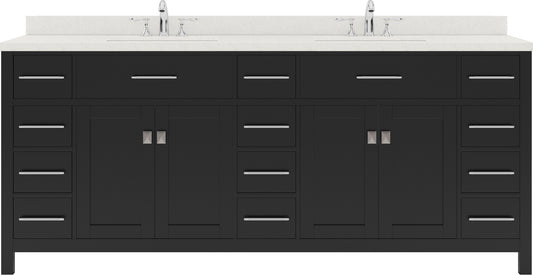 Virtu USA Caroline Parkway 78" Double Bath Vanity with Dazzle White Top and Round Sink - Luxe Bathroom Vanities