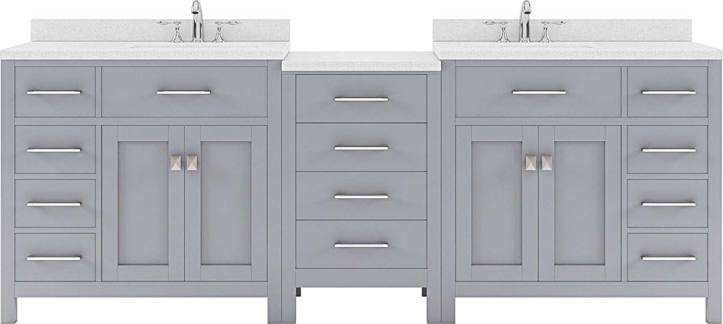Virtu USA Caroline Parkway 93" Double Bath Vanity with Dazzle White Top and Round Sink - Luxe Bathroom Vanities Luxury Bathroom Fixtures Bathroom Furniture