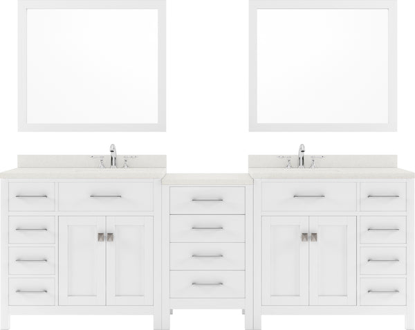 Virtu USA Caroline Parkway 93" Double Bath Vanity with Dazzle White Top and Round Sink with Mirrors - Luxe Bathroom Vanities