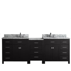Virtu USA Caroline Parkway 93" Double Bath Vanity with Marble Top and Square Sink with Brushed Nickel Faucet - Luxe Bathroom Vanities
