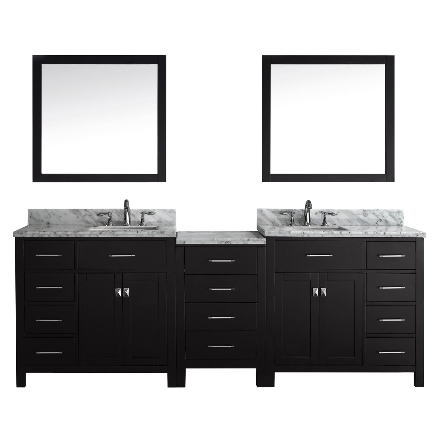 Virtu USA Caroline Parkway 93" Double Bath Vanity in Espresso with Marble Top and Square Sink with Mirrors - Luxe Bathroom Vanities Luxury Bathroom Fixtures Bathroom Furniture