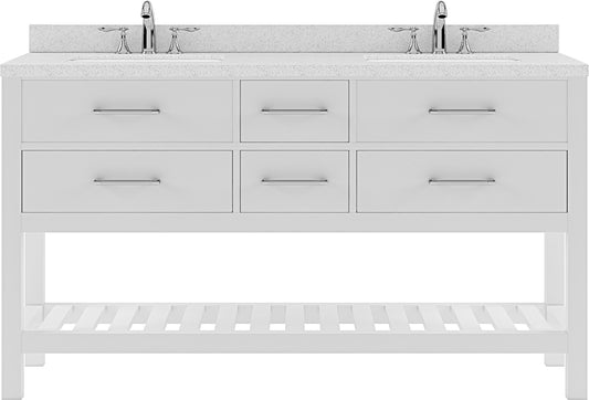 Virtu USA Caroline Estate 60" Double Bath Vanity with Dazzle White Top and Round Sink - Luxe Bathroom Vanities Luxury Bathroom Fixtures Bathroom Furniture