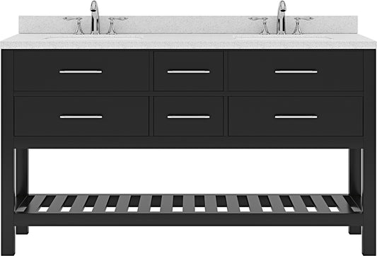 Virtu USA Caroline Estate 60" Double Bath Vanity with Dazzle White Top and Square Sink - Luxe Bathroom Vanities Luxury Bathroom Fixtures Bathroom Furniture