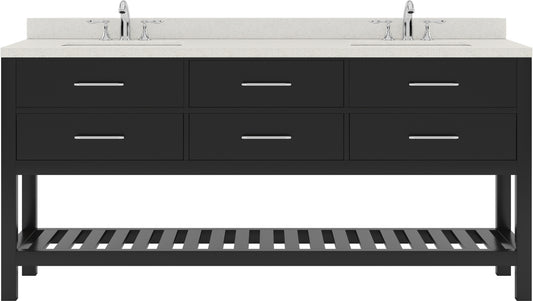 Virtu USA Caroline Estate 72" Double Bath Vanity with Dazzle White Top and Round Sinks - Luxe Bathroom Vanities