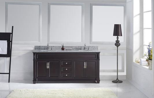 Virtu USA Victoria 72" Double Bath Vanity with Marble Top and Round Sink - Luxe Bathroom Vanities Luxury Bathroom Fixtures Bathroom Furniture