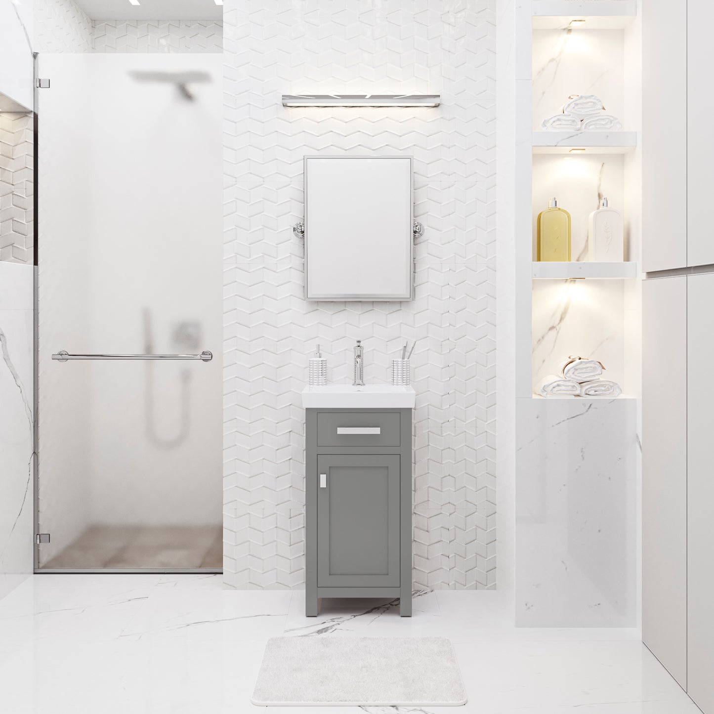 Water Creation MIA 18 Inch MDF Single Bowl Ceramics Top Vanity With Single Door - Luxe Bathroom Vanities