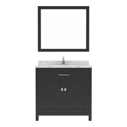 Virtu USA Caroline 36" Single Bath Vanity in Espresso with White Quartz Top and Square Sink with Brushed Nickel Faucet with Matching Mirror - Luxe Bathroom Vanities