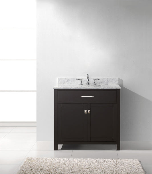Virtu USA Caroline 36" Single Bath Vanity with Marble Top and Square Sink - Luxe Bathroom Vanities Luxury Bathroom Fixtures Bathroom Furniture
