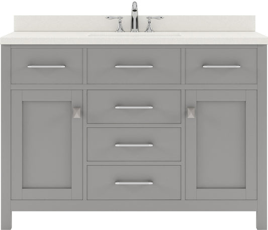 Virtu USA Caroline 48" Single Bath Vanity with Dazzle White Quartz Top and Square Sink - Luxe Bathroom Vanities