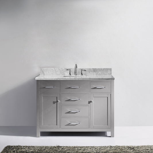 Virtu USA Caroline 48" Single Bath Vanity with Marble Top and Square Sink - Luxe Bathroom Vanities Luxury Bathroom Fixtures Bathroom Furniture