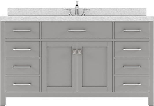 Virtu USA Caroline 60" Single Bath Vanity with Dazzle White Top and Round Sink - Luxe Bathroom Vanities Luxury Bathroom Fixtures Bathroom Furniture
