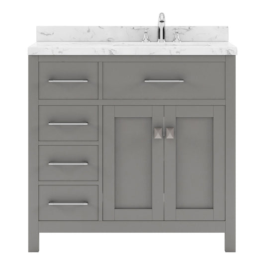 Virtu USA Caroline Parkway 36" Single Bath Vanity with White Quartz Top and Square Sink - Luxe Bathroom Vanities
