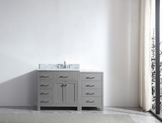 Virtu USA Caroline Parkway 57" Single Bath Vanity with White Marble Top and Round Sink - Luxe Bathroom Vanities