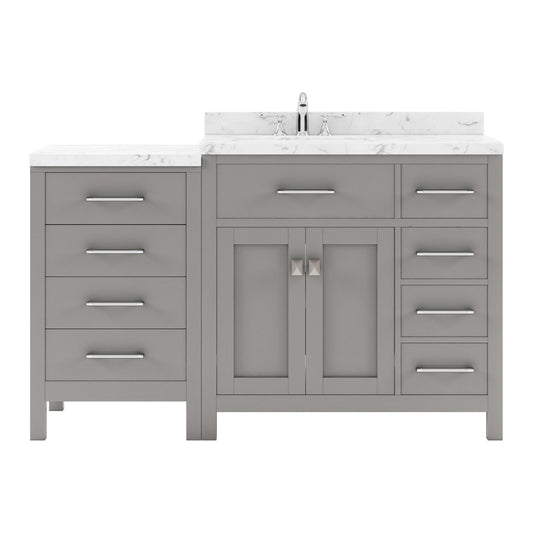 Virtu USA Caroline Parkway 57" Single Bath Vanity with Cultured Marble White Quartz Top and Round Sink - Luxe Bathroom Vanities