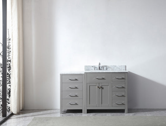 Virtu USA Caroline Parkway 57" Single Bath Vanity in Cashmere Grey with Marble Top and Round Sink - Luxe Bathroom Vanities Luxury Bathroom Fixtures Bathroom Furniture