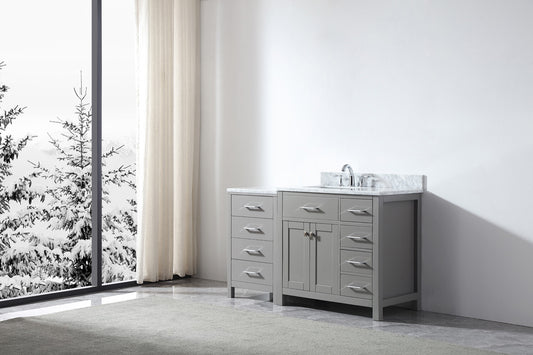 Virtu USA Caroline Parkway 57" Single Bath Vanity in Cashmere Grey with Marble Top and Square Sink with Polished Chrome Faucet - Luxe Bathroom Vanities Luxury Bathroom Fixtures Bathroom Furniture