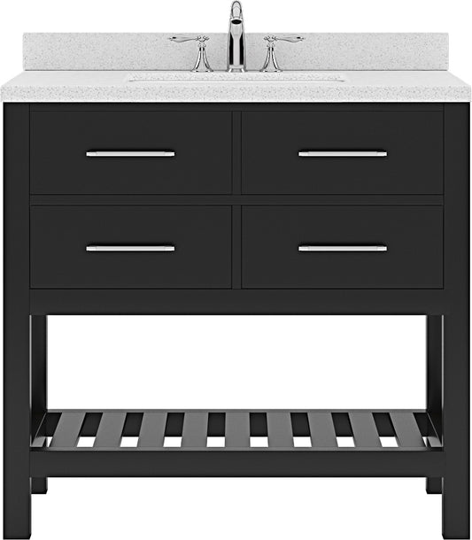Virtu USA Caroline Estate 36" Single Bath Vanity with Dazzle White Top and Square Sink with Mirror - Luxe Bathroom Vanities Luxury Bathroom Fixtures Bathroom Furniture