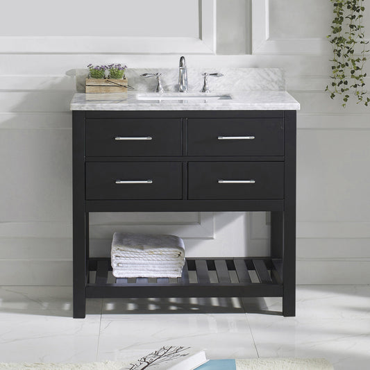 Virtu USA Caroline Estate 36" Single Bath Vanity with Marble Top and Square Sink - Luxe Bathroom Vanities Luxury Bathroom Fixtures Bathroom Furniture