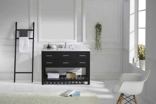 Virtu USA Caroline Estate 48" Single Bath Vanity with White Marble Top and Square Sink - Luxe Bathroom Vanities