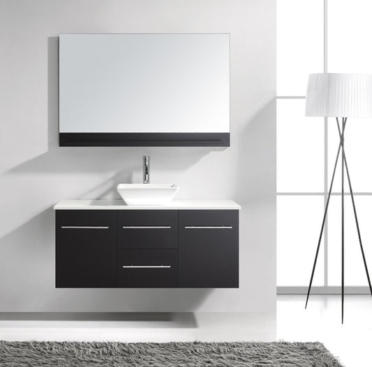 Virtu USA Marsala 48" Single Bath Vanity in Espresso with White Engineered Stone Top and Square Sink with Polished Chrome Faucet and Mirror - Luxe Bathroom Vanities Luxury Bathroom Fixtures Bathroom Furniture