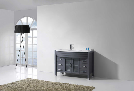 Virtu USA Ava 48" Single Bath Vanity with White Engineered Stone Top and Round Sink - Luxe Bathroom Vanities