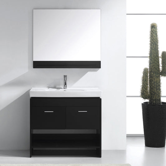 Virtu USA Gloria 36" Single Bath Vanity with White Ceramic Top and Square Sink with Brushed Nickel Faucet and Mirror - Luxe Bathroom Vanities Luxury Bathroom Fixtures Bathroom Furniture