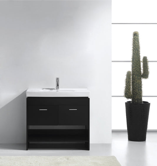 Virtu USA Gloria 36" Single Bath Vanity with White Ceramic Top and Square Sink with Polished Chrome Faucet - Luxe Bathroom Vanities Luxury Bathroom Fixtures Bathroom Furniture