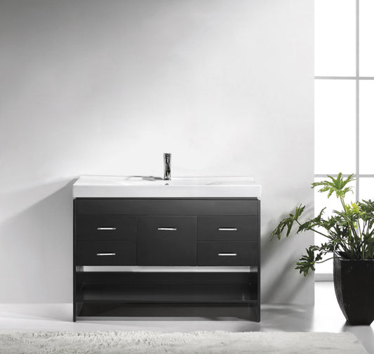 Virtu USA Gloria 48" Single Bath Vanity with White Ceramic Top and Square Sink with Polished Chrome Faucet - Luxe Bathroom Vanities Luxury Bathroom Fixtures Bathroom Furniture