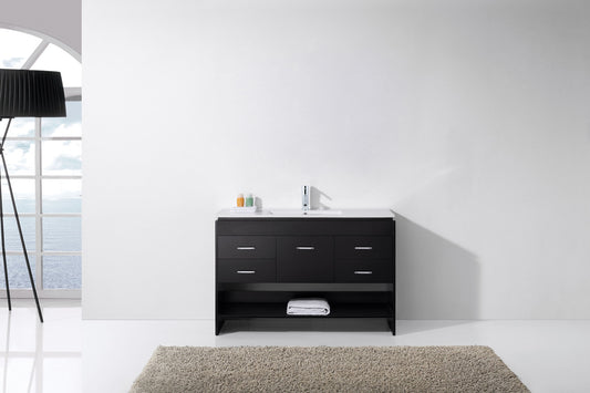 Virtu USA Gloria 48" Single Bath Vanity with Slim White Ceramic Top and Square Sink with Polished Chrome Faucet - Luxe Bathroom Vanities Luxury Bathroom Fixtures Bathroom Furniture
