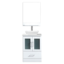 Virtu USA Zola 24" Single Bath Vanity with White Engineered Stone Top and Square Sink with Polished Chrome Faucet and Mirror - Luxe Bathroom Vanities Luxury Bathroom Fixtures Bathroom Furniture