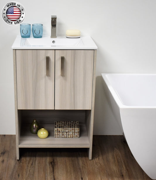 Volpa Cabo 24" Modern Bathroom Vanity with Brushed Nickel Handles Cabinet Only - Luxe Bathroom Vanities Luxury Bathroom Fixtures Bathroom Furniture