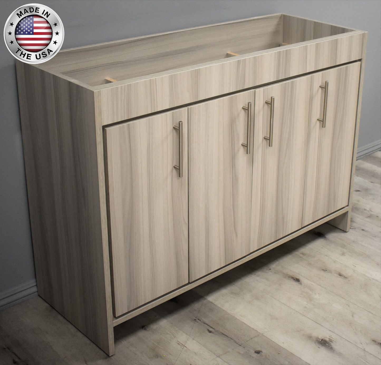Volpa Villa 48" Modern Bathroom Vanity with Brushed Nickel Round Handles Cabinet Only - Luxe Bathroom Vanities Luxury Bathroom Fixtures Bathroom Furniture
